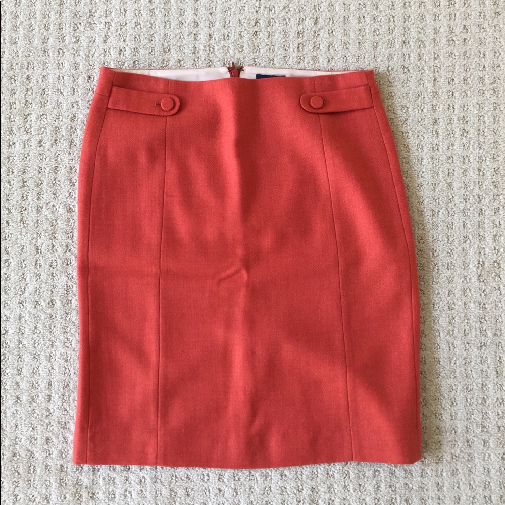 Jcrew orange/red wool lined skirt, never worn sz 6